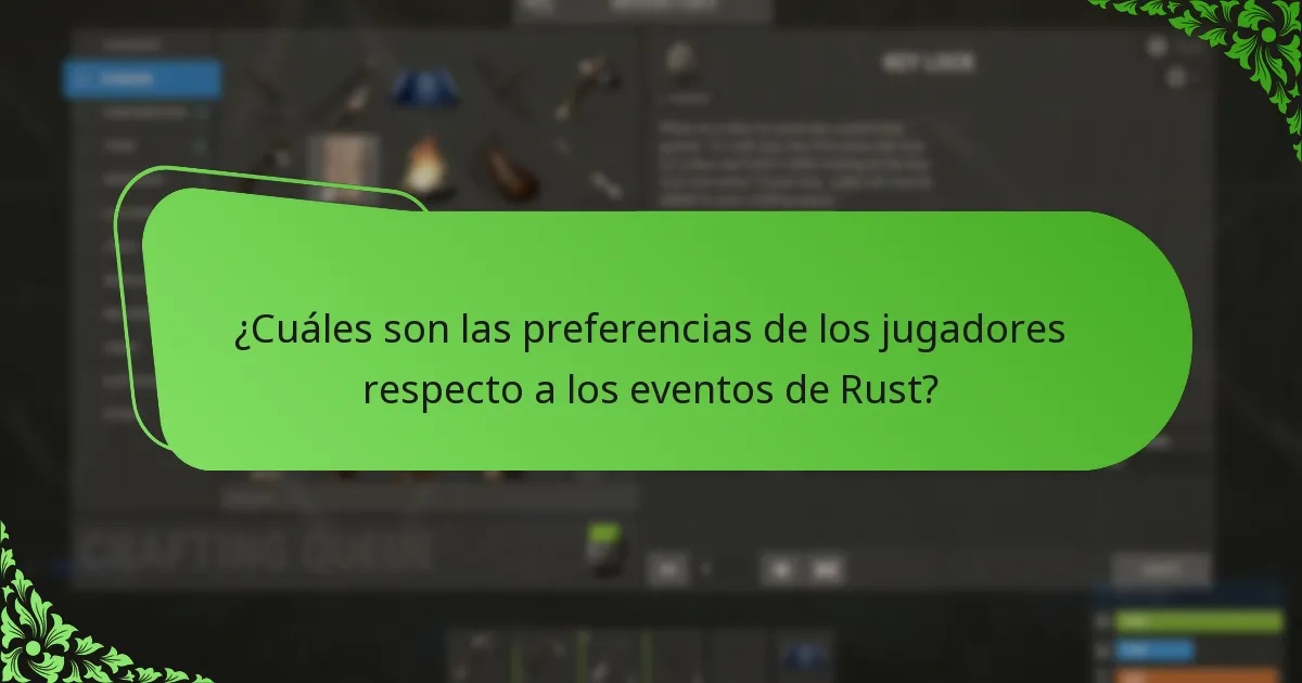¿Cuáles son las preferencias de los jugadores respecto a los eventos de Rust?