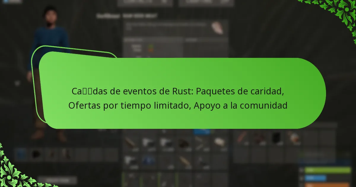 Caídas de eventos de Rust: Paquetes de caridad, Ofertas por tiempo limitado, Apoyo a la comunidad
