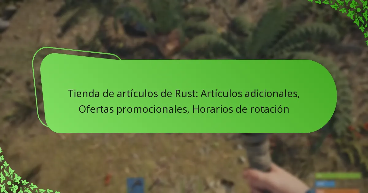 Tienda de artículos de Rust: Artículos adicionales, Ofertas promocionales, Horarios de rotación