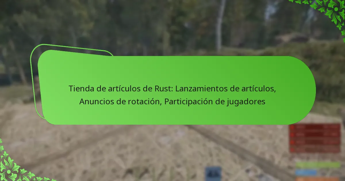 Tienda de artículos de Rust: Lanzamientos de artículos, Anuncios de rotación, Participación de jugadores