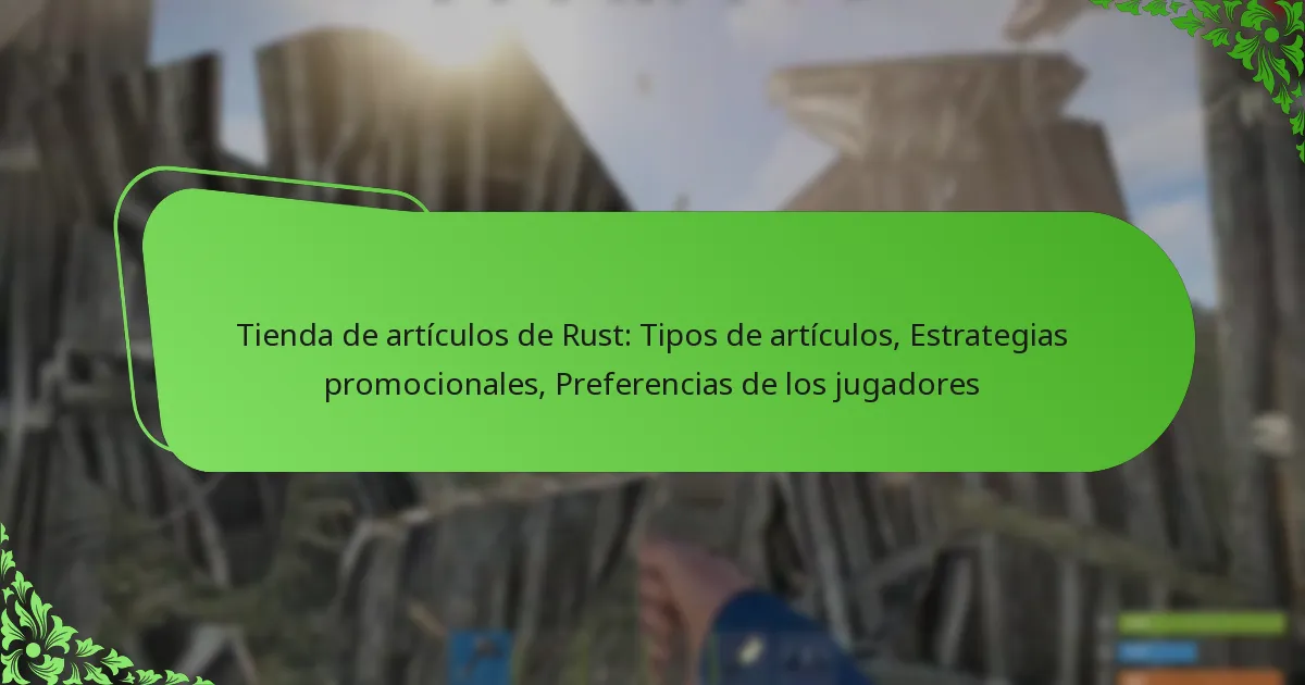 Tienda de artículos de Rust: Tipos de artículos, Estrategias promocionales, Preferencias de los jugadores