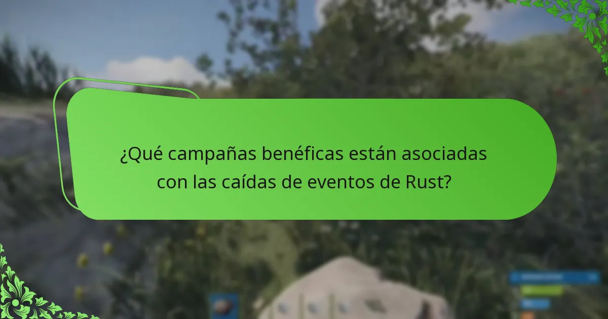 ¿Qué campañas benéficas están asociadas con las caídas de eventos de Rust?